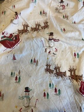 Pottery Barn Kids Holiday Reindeer & Snowman Duvet Cover - White/Red/Green/Brown
